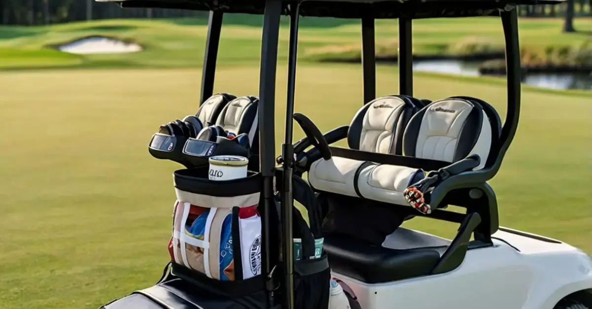 Items Strapped to a Golf Cart