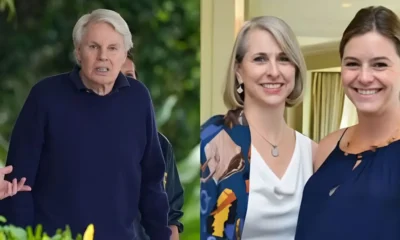 Split image: a man expressing surprise contrasts with two smiling women, one being Susan Marie Isabel Hansen.