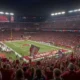Fans cheer in a packed stadium during the Arkansas football matchup against Alabama in 2025