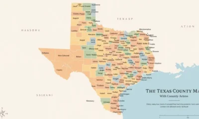 Texas County Map with Cities